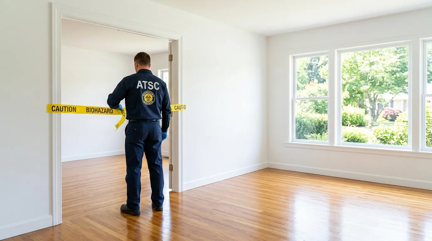 Certified biohazard cleanup crew performing Decomposition Cleanup in Tremonton